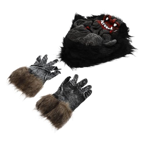Yardwe Halloween Schwarze Gorilla Kopfmaske und Handschuhe Set Realistische Affenmaske mit Gruseliger für Halloween Party Karneval Cosplay und Kinderpartys Handschuhe und von Yardwe