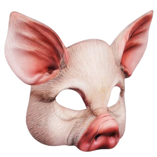 Yardwe Halloween Schweine Maske Halbgesicht Tiermaske aus Robustem EVA für Karneval Kostüm Party Foto Requisit Realistische Wiederverwendbare Maske für Gruppen und Cosplay Fans von Yardwe