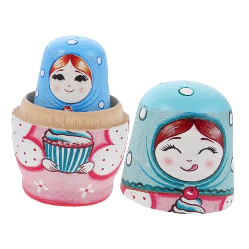 Yardwe Handgefertigte Russische Nesting Dolls aus Holz Lagiges Set Handbemalt Traditionelle Stapelpuppe Spielerische und Dekorationsspielzeug von Yardwe
