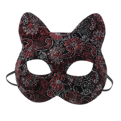 Yardwe Handgemalte Cat Cosplay Maske Halbgesichtsmaske mit Elastischem Band für Karneval Halloween Maskenball Party Zubehör von Yardwe