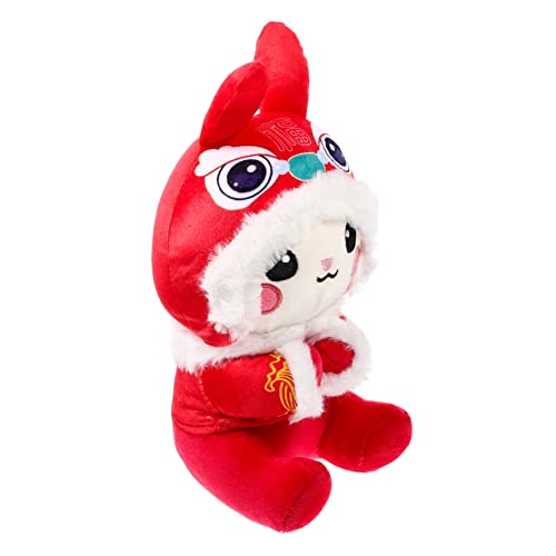 Yardwe Hasenpuppe Kaninchengefüllter Jahr Der Hasen-Maskottchen-Puppe Kaninchen-Maskottchen-Puppe Tier Stofftier Chinesische Neujahrskaninchenpuppe Tierpuppenspielzeug Plüsch von Yardwe