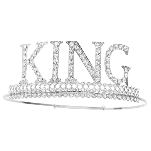 Yardwe Herren King Krone Silber mit Weißem Strass Vintage Party Dekorative Königliche Kopfbedeckung für Geburtstag und Cosplay Jungen Zubehör Yardwe Herren King Krone Silber mit Weißem Strass Vintage Party Dekorative Königliche Kopfbedeckung für Geburtstag und Cosplay Jungen Zubehör von Yardwe