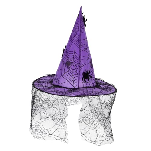 Yardwe Hexen Hut Leuchtender Hexenhut Halloween Hängende Hexenhüte Rosa Quaste Halloween -hut Zaubererhut Funkeln Cosplay Rand Party Kappe Für Spitze Violett von Yardwe