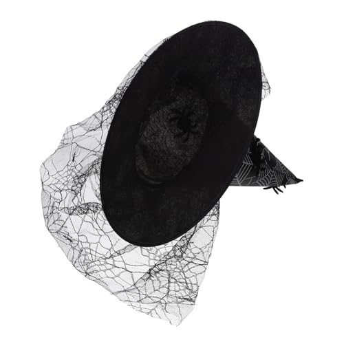 Yardwe Hexenhut Mit Rüschen Cosplay Halloween Hut Ausgefallener Strickhut Für Mädchen Zauberer Hexenschleier Spitz Feiern Kopfbedeckung Hexenhüte Böse Halloween Dekorationen von Yardwe