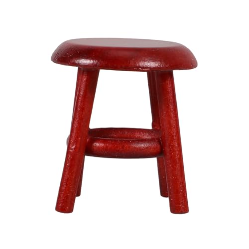 Yardwe Hocker Für Puppenhaus Holz Mini Möbel Rotbraun Deko Accessoire Für Fördert Kreativität Passend Für DIY Puppenhaus Szenen Und Spielsets von Yardwe