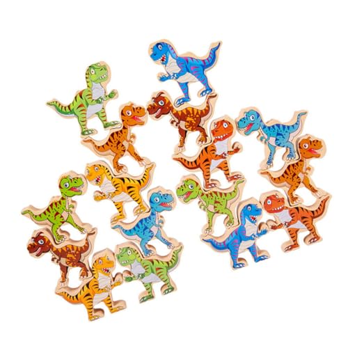 Yardwe Holz Dinosaurier Stapelspielzeug für Montessori Bausteine Stabiles Dichtes Material Fördert Kreativität und Motorische Fähigkeiten Interaktives Familienspielzeug von Yardwe