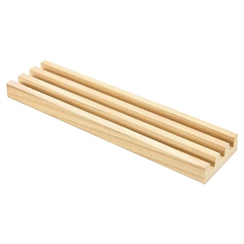 Yardwe Holz Domino Ständer aus Natürlichem Buchenholz Stabiles Glattes Domino Tablett Organizer für Brettspiele mit Mehreren Fächern für Spielsteine und Zubehör von Yardwe