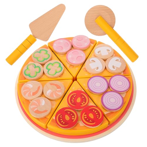 Yardwe Holz Pizza Schneidspielzeug für Realistisches Rollenspiel Küchenzubehör Fördert Fantasie und Feinmotorik und Essensset für Kleine Bunter Yardwe Holz Pizza Schneidspielzeug für Realistisches Rollenspiel Küchenzubehör Fördert Fantasie und Feinmotorik und Essensset für Kleine Bunter von Yardwe