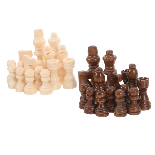 Yardwe Holz Schachfiguren Set Naturholz Ersatzschachfiguren Leicht Kompakt Tragbar Für Brettspiele Unterhaltung von Yardwe