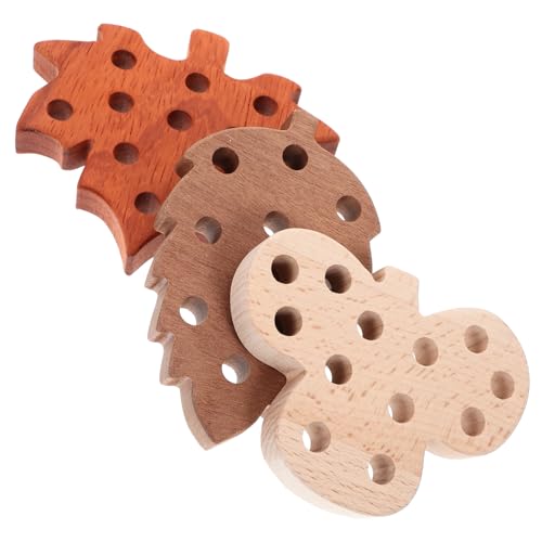 Yardwe Holz Schnürspielzeug für Kleinkinder Pädagogisches Fädelspiel mit Glatten Kanten Sicheres Montessori Motorikspielzeug für Vorschulkinder Langlebiges Lernspielzeug aus Holz von Yardwe