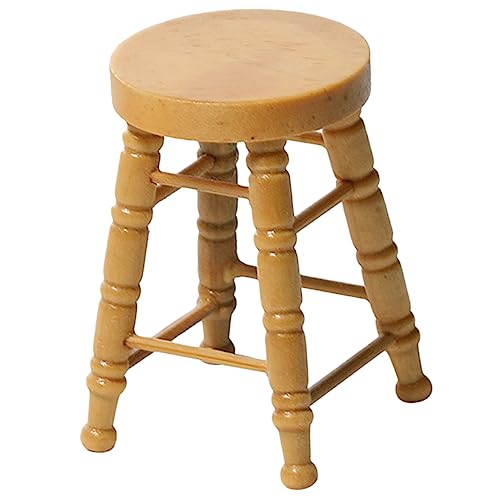 Yardwe Holzhocker Für Puppenhaus Dekorativer Runder Stuhl Natürlichem Holzton Für Weihnachtsornamente Und Miniaturszenen Einrichtungen von Yardwe