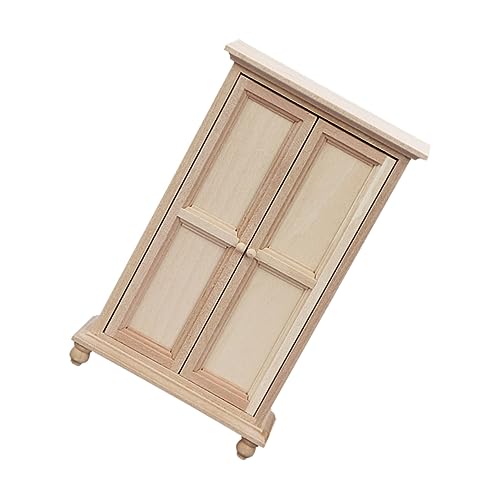 Yardwe Holzkleiderschrank Realistisches DIY Puppenhaus Möbel Zierlicher Schrank für Schlafzimmer Fein Verarbeitetes Miniaturmöbel für Bastel und Fotografie Requisiten von Yardwe