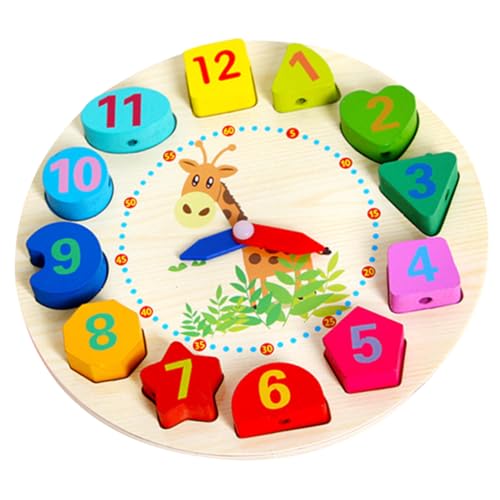 Yardwe Holzperlen Uhr Lernuhr mit Multifunktionalem Design für Kleinkinder Fördert Zahlenverständnis und Kreativität und Sicher für Frühkindliche Bildung von Yardwe