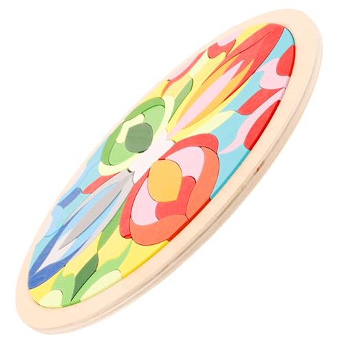 Yardwe Holzpuzzle Mandala Farbige Bausteine Kreatives Lernspielzeug Vorstellungskraft und Feinmotorik für Vorschulkinder von Yardwe