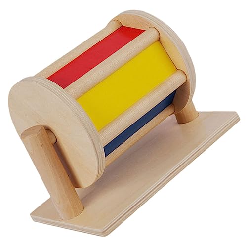 Yardwe Holzspielzeug Spinntrommel Lernspielzeug Sensory Motorik Leicht Tragbar Pädagogisches Montessori Motorikspielzeug Holz Textil Trommel für Hand Auge Koordination von Yardwe