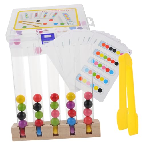 Yardwe Holzspielzeug mit Perlen und Pinzette Pädagogisches Lernspielzeug zur Farb und Feinmotorikförderung für Handliches Montessori zur Hand Auge Koordination und Logischem von Yardwe