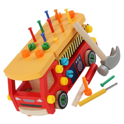 Yardwe Holzwerkzeug Set für Bunte Lernspielzeuge mit Schraubenschlüssel und Muttern Pädagogisches Werkzeugkoffer zur Motorischer Fähigkeiten und Fantasievollem Rollenspiel von Yardwe