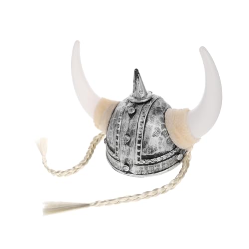 Yardwe Hornhut Wikingerhut Mit Zöpfen Wikingerkostüm Männer Kostüm Requisiten Stütze Kopfschmuck Wikingerkostüm Party Hörner Kostüm Silver Plastik von Yardwe