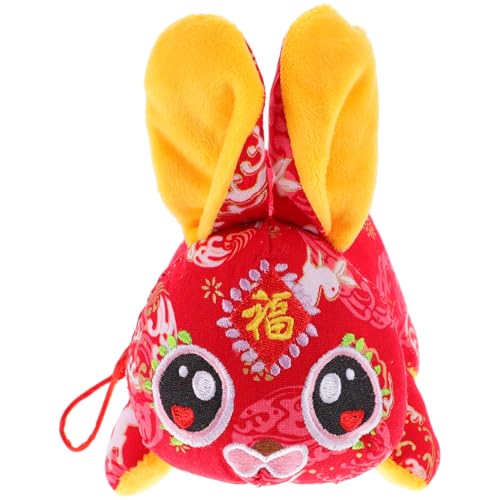 Yardwe Jahr des Hasenspielzeugs Hasen anhänger hasenpuppe Kaninchenfigur kaninchenzubehör Rabbit Toys Plüschkaninchen Stofftier ausgestopftes Hasenspielzeug PP Baumwolle rot von Yardwe