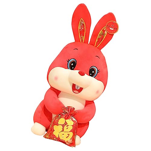 Yardwe Kaninchen Plüschspielzeug Mit Glückstasche Chinesisches Neujahr Großes Maskottchen Für Festtagsdekoration Und Für Haustierliebhaber von Yardwe