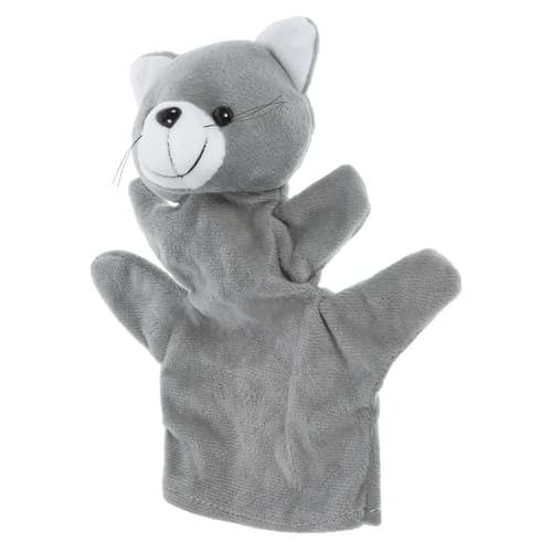 Yardwe Katzenfingerpuppenspielzeug Plüschtier Handpuppe Für Puppen Lernspielzeug Plüsch Handpuppe Tierpuppe Handpuppen Für Babys Handpuppen Grau Pp Baumwolle von Yardwe