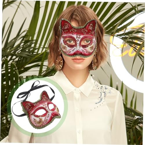 Yardwe Katzenmaske Halbgesichtsmaske in Weinrot für Halloween Fasching Karneval Party Bühnenauftritte Leichte Wiederverwendbare Kostümmaske für Mädchen und Jungen Yardwe Katzenmaske Halbgesichtsmaske in Weinrot für Halloween Fasching Karneval Party Bühnenauftritte Leichte Wiederverwendbare Kostümmaske für Mädchen und Jungen von Yardwe