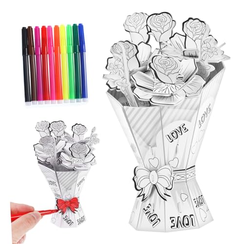 Yardwe Kinderspielzeug Baustein Blumen Geburtstagsgeschenk Blumenschmuck Kinderpuzzle Mädchen 3D-Rätsel Modellbausätze für 3D-Puzzles für Papier von Yardwe