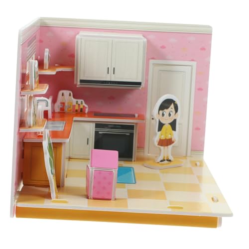 Yardwe Küchenpuzzle DIY Kleines Küchenmodell Cartoon Stil Leichte Montage Dekoratives Puzzle für Erwachsene und Kreative Geschenkidee von Yardwe