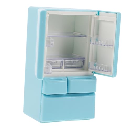 Yardwe Kühlschrankmodell Kleiner Winziger Süßer Kühlschrank Modell Küche Puppenhaus Kühlschrankmodell Puppenhaus Minikühlschrank Szenenstil Minikühlschrank Minimöbel Himmelblauer von Yardwe