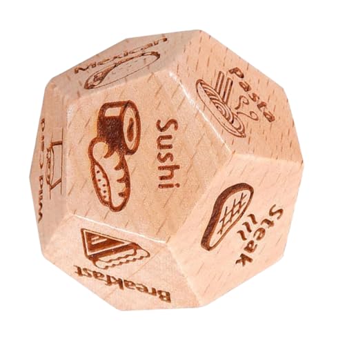 Yardwe Lebensmittelsieb Partyspielwürfel Lebensmittelentscheidungsspiel Partywürfel Lebensmittelentscheider hölzern Hellbraun von Yardwe