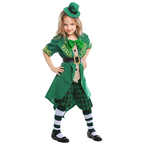 Yardwe Leprechaun Kostüm Grün für Mädchen Patrick's Day Outfit Feenkleid mit Hose Bequemes Fantasy Kostüm für Halloween und Festliche Anlässe Yardwe Leprechaun Kostüm Grün für Mädchen Patrick's Day Outfit Feenkleid mit Hose Bequemes Fantasy Kostüm für Halloween und Festliche Anlässe von Yardwe