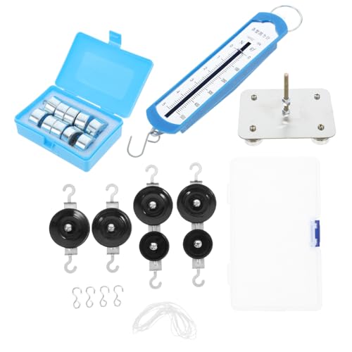 Yardwe Magnetischer Pulley Set für Physikunterricht Mechanisches Experimentierkit mit Magnetischem Metallfuß Kraftmesser Hakengewichte Tragbare Aufbewahrungsbox Schnelle von Yardwe