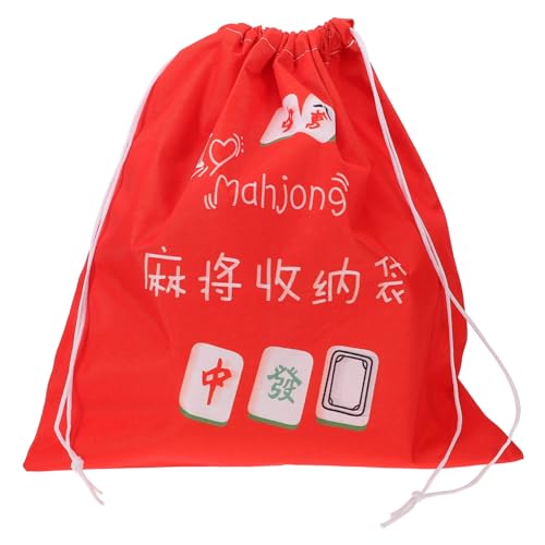 Yardwe Mahjong Aufbewahrungstasche aus Strapazierfähigem Oxfordstoff Großer Roter Kordelzugbeutel Tragbarer Organizer für Mahjong Spielsteine Pouch und Zubehör Leicht zu Reinigen von Yardwe