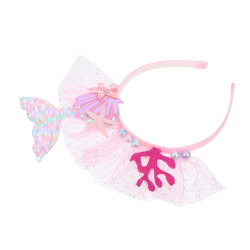 Yardwe Meerjungfrau Haarband Süßes Headband für Kostümpartys für Strand Events und Cosplay Leuchtendem Rosé mit Glitzernden Details von Yardwe