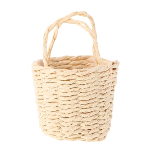 Yardwe Mini Aufbewahrungskorb Puppenhausmöbel Puppenhaus Einkaufskorb Kleiner Weidenkorb Miniaturkorb Mini Puppenhauszubehör Puppenhaus Wäschekorb Beige Rattan von Yardwe