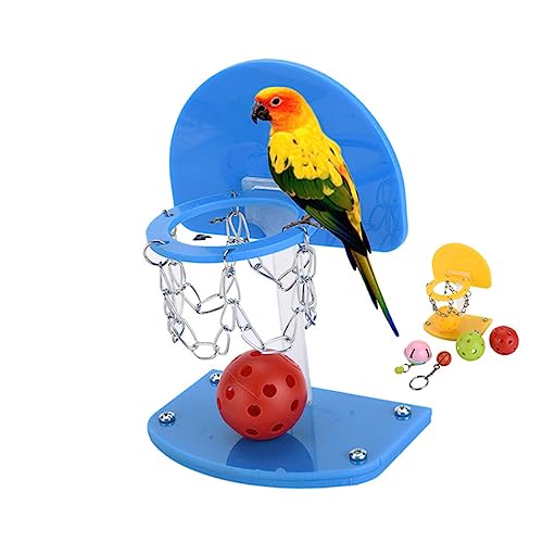 Yardwe Mini Basketball Set für Papageien Interaktives Basketballspiel aus Hochwertigem für Entwicklung von Kreativität und Geschicklichkeit Blau von Yardwe