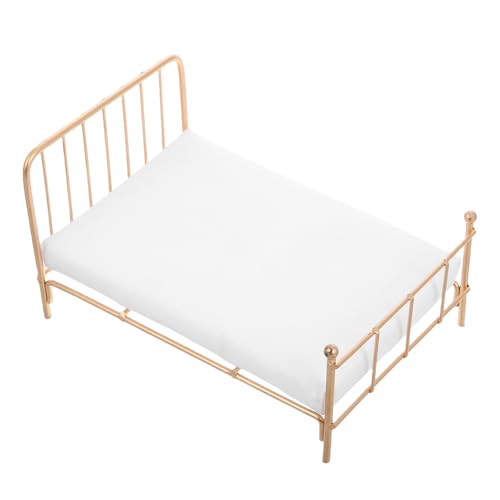 Yardwe Mini Bett Modell Realistisches Maßstab Accessoire Puppenhaus Schlafzimmer Miniatur Klein Für Puppenhaus Dekoration Vintage Puppenhaus Möbel Requisiten Zubehör Mini von Yardwe