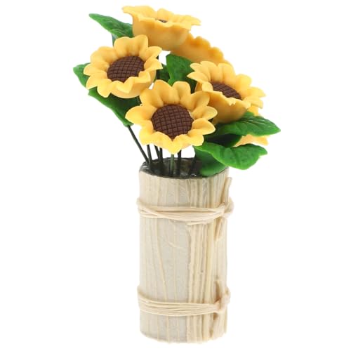 Yardwe Mini-Blumentopf zum Basteln künstlich Dekorationen Miniatur Ornamente buchattrappe deko bücherregal Dekoration Vase Links Puppenhausverzierungen Spielspielzeug vorgeben Ton Yellow von Yardwe