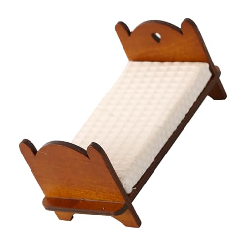 Yardwe Mini Einzelbett Möbel Puppenhaus Bett Puppenhausbett Miniaturbett Holz Kaffee Yardwe Mini Einzelbett Möbel Puppenhaus Bett Puppenhausbett Miniaturbett Holz Kaffee von Yardwe