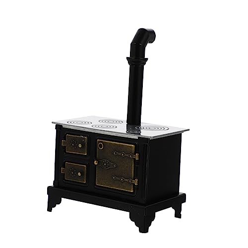 Yardwe Mini Eisenofenhaus Mini Herd Kinderspielzeug Mini Kochherd Simulation Miniaturmöbel 1/12 Mini Kochherd Miniatur Kochbank Bezaubernde Kochbank Schwarz von Yardwe