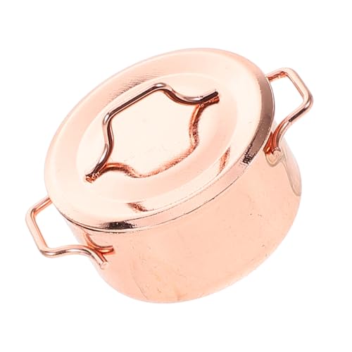 Yardwe Mini Küchenmodell winziges Zeug Topf für Puppenhauszubehör Puppenhaus-Bastelbedarf Miniaturkochgeschirr Küchenzubehör für Puppenstuben Legierung Rose Gold von Yardwe