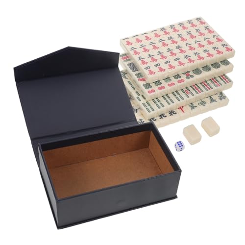Yardwe Mini Mahjong Set Melamin Solide Gravierte Spielsteine Kompakt Tragbar für Reisen Camping und Gemeinschaftsunterhaltung für Studentenwohnheim und Outdoor Aktivitäten von Yardwe