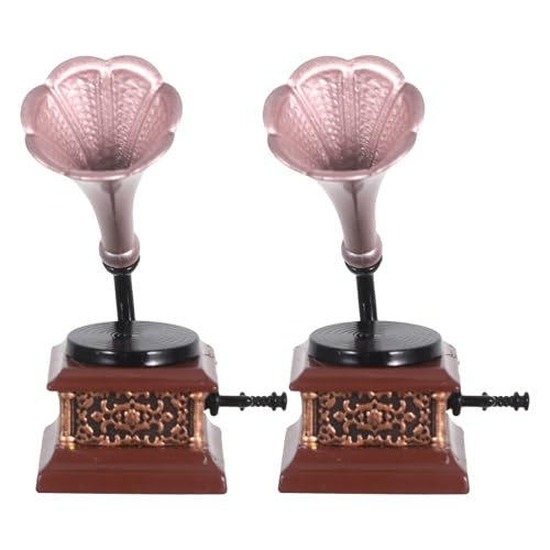 Yardwe Mini-Phonograph-Dekor: Puppenhaus-Retro-Phonograph – Miniatur-Plattenspieler-Dekor – Mini-Möbel-Accessoire – Simulations-Plattenspieler-Spielzeug von Yardwe