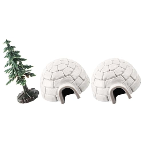 Yardwe Mini-Polar-Iglu-Weihnachtsbaumfiguren-Set Miniatur-Realistische Arktis-Figuren Spielzeug-Kuchenaufsatz Frühes Lernspielzeug Für Kinder Für Sandtisch-Landschaftsdekoration von Yardwe