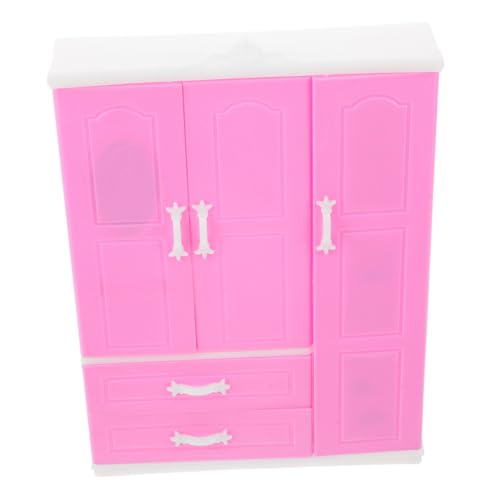 Yardwe Mini Princess Garderobe Schrank für Puppe Tell vor, zu Möbel für Puppenhaus Miniaturmöbel für Dollhouse Puppenhaus-Nachttische Puppenmöbel Plastik Rosa von Yardwe
