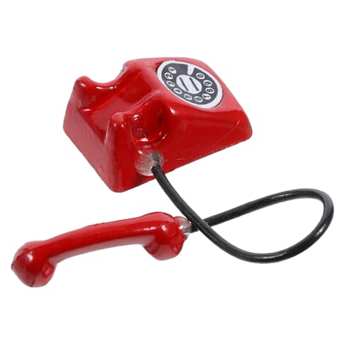 Yardwe Mini Vintage Telefon Modell Für Puppenhaus Retro Dekoration Rotes Mini Telefon Accessoire Für Garten Für Puppenstuben Und Szenen von Yardwe