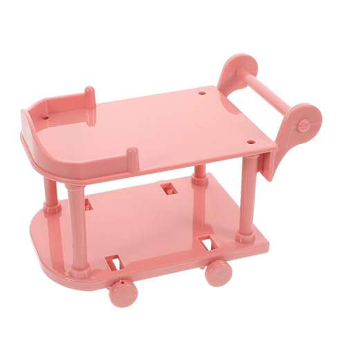 Yardwe Mini-foodtruck Deko Puppenhaus-grillständer Küchenzubehör Für Puppenstuben Mini-rollwagen Mini-Trolley-Modell Modell Puppenstubentisch Puppenstubenwagen Rosa Plastik von Yardwe