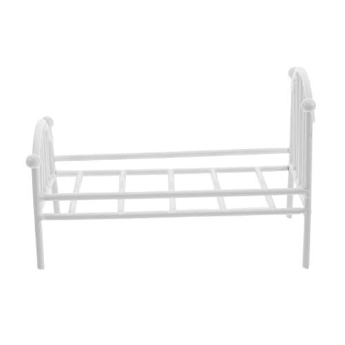 Yardwe Miniatur Bett aus für Puppen Blumentopfhalter Robuster Metallrahmen Minimalistisches Design für Puppenhaus Dekoration von Yardwe