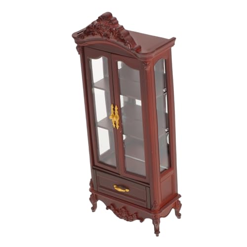 Yardwe Miniatur Doppel-tür Wein-Schrank Holz Regal Miniatur Bücherregal Puppenhaus Möbel Wohnzimmer Modell Micro-Szene Vintage Schrank von Yardwe