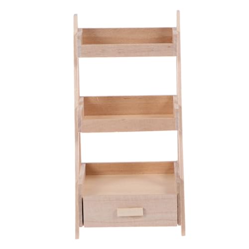 Yardwe Miniatur Holz Blumenregal Mini Puppenhaus Dekoration Detailreiches Kreatives Puppenmöbel für DIY Miniaturhaus Kunstvolles Puppenhaus Zubehör Miniature Home Flower Shelf von Yardwe